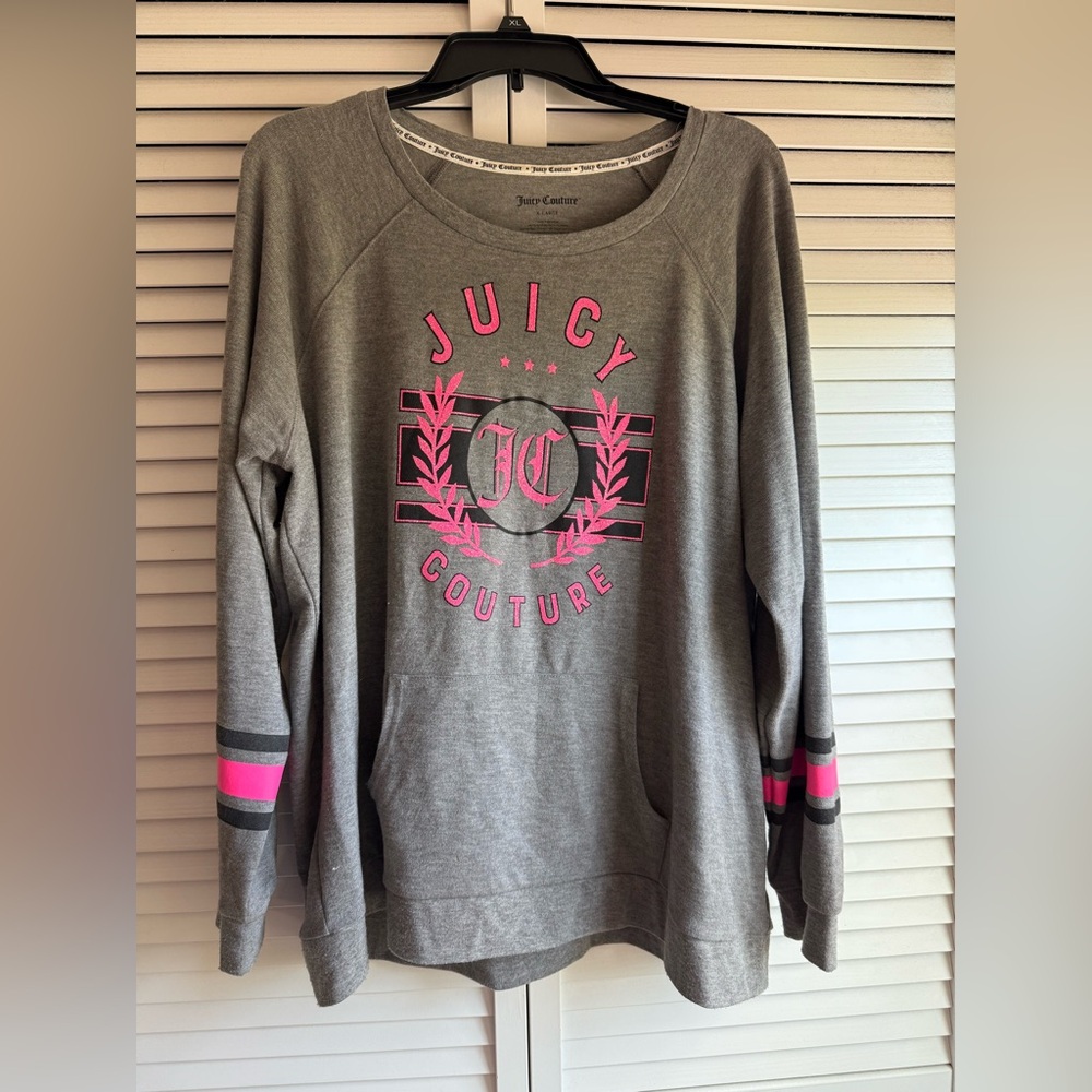 Juicy Couture Gray and Pink Crew Neck Sweater